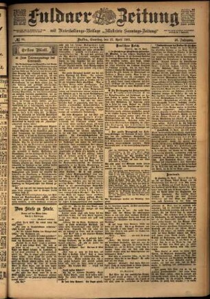 Erste Ausgabe vom Samstag, den 27. April 1901.