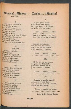 ¡Mimosa! ¡Mimosa! : Couplet