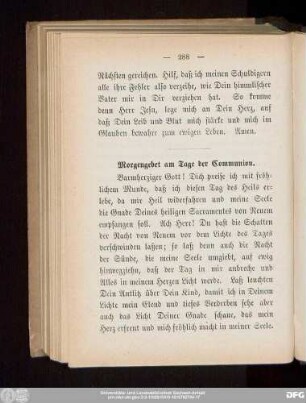 Morgengebet am Tage der Communion.
