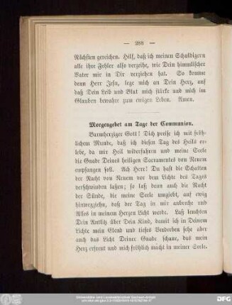 Morgengebet am Tage der Communion.