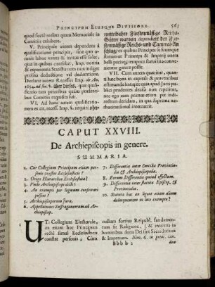 Caput XXVIII. De Archiepiscopis in genere.