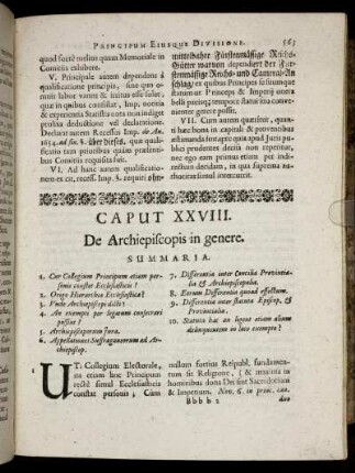Caput XXVIII. De Archiepiscopis in genere.