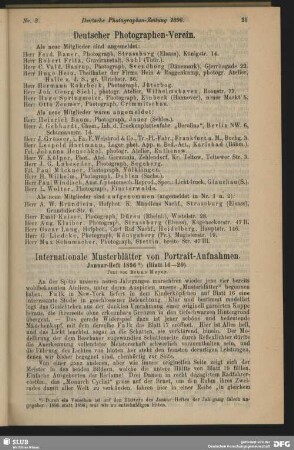 Internationale Musterblätter von Portrait-Aufnahmen