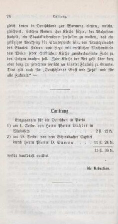 76 Quittung