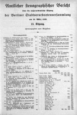 Sitzung 15, 30. März 1926