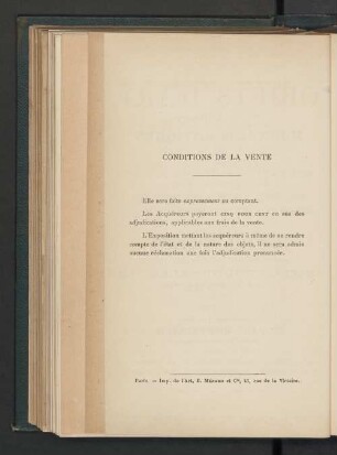Conditions de la vente