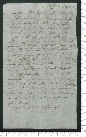 Brief von Adelbert von Chamisso an Friedrich de La Motte- Fouqué