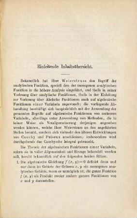 Über einige Fundamentalsätze aus der Theorie der algebraischen Funktionen von mehreren Variabeln