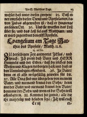 Evangelium am Tage Matthiae des Apostels/ ...