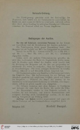 Verkaufs-Ordung/ Bedingungen der Auction