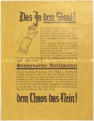 Aufruf der Konservativen Volkspartei zur Reichstagswahl 1930