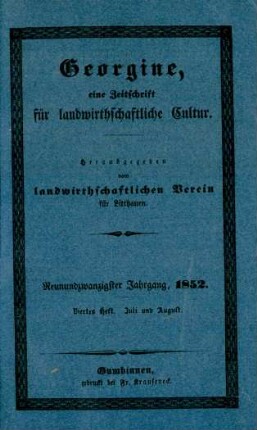 Neunundzwanzigster Jahrgang, 1852. Viertes Heft. Juli und August.