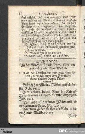 Dritte Lection. In der Wochen Reminiscere, oder am dritten Tag in der Char-Wochen.