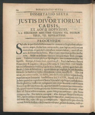 Dissertatio Sexta De Iustis Divortiorum Causis, ...