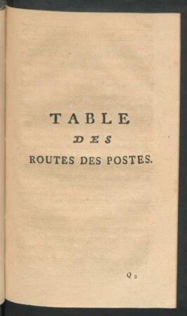 Table Des Routes Des Postes.