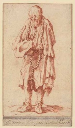 Der Bettler mit dem Rosenkranz, nach einer spiegelverkehrten Kopie nach der Radierung Jacques Callots aus der Folge "Les Gueux"