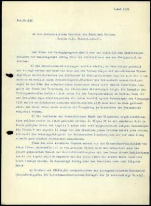 G. Karo an DAI Zentrale