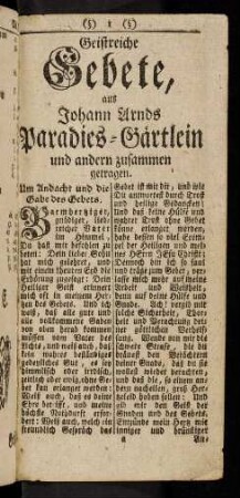 1-11, Um Andacht und die Gabe des Gebets; ...
