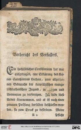 Vorbericht des Verfassers