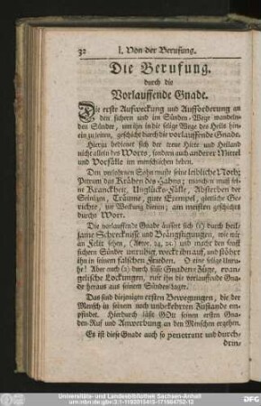 Die Berufung. durch die Vorlauffende Gnade.