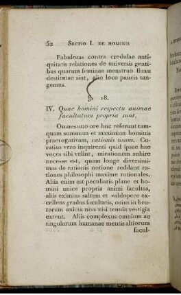 IV. Quae homini respectu animae facultatum propria sunt