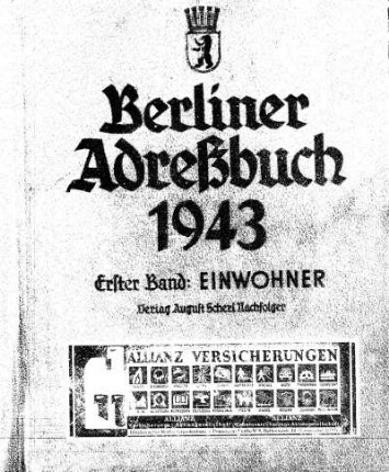 Berliner Adreßbuch 1943 Erster Band: Einwohner