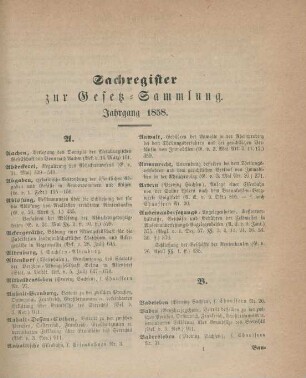 Sachregister zur Gesetz-Sammlung. Jahrgang 1858