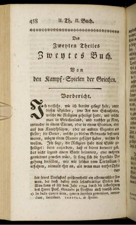 Des Zweyten Theiles Zweytes Buch. Von den Kampf-Spielen der Griechen.