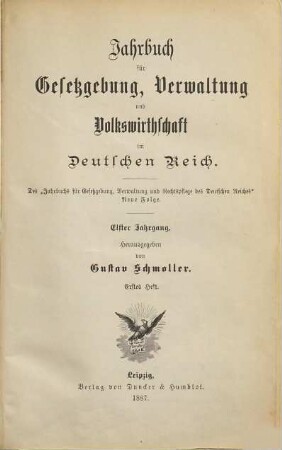 Jahrbuch für Gesetzgebung, Verwaltung und Volkswirtschaft im Deutschen Reich. 11. 1887, a