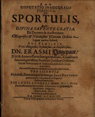 Disputatio inauguralis iuridica de sportulis