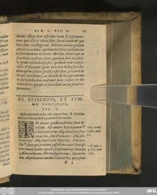 De Episcopis, Et Summo Pontifice, Tit. V.