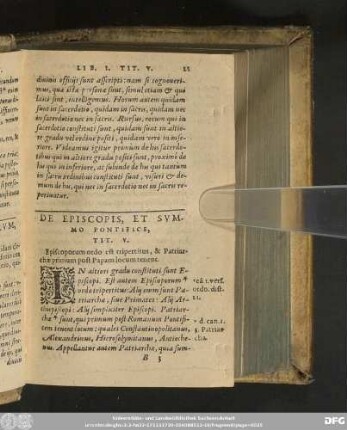 De Episcopis, Et Summo Pontifice, Tit. V.