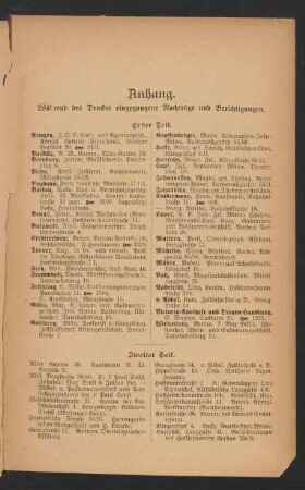 Anhang. Während des Druckes eingegangene Nachträge und Berichtigungen.