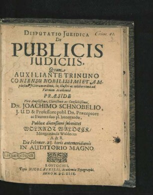 Disputatio Iuridica De Publicis Iudiciis