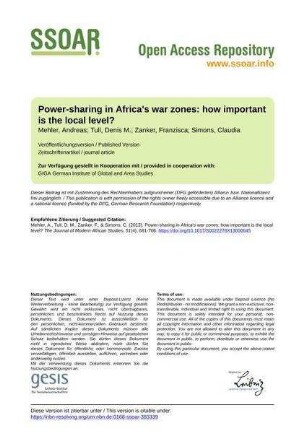 Power-sharing in Africa's war zones: how important is the local level?