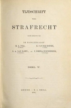 Tijdschrift voor strafrecht, 5. 1891