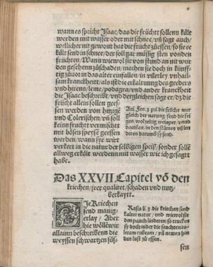 Das XXVII Capitel vo den kriechen/ irer qualitet/ schaden vnd nutzberkaytt.