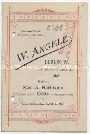 Werbeprospekt der Fa. W. Angele