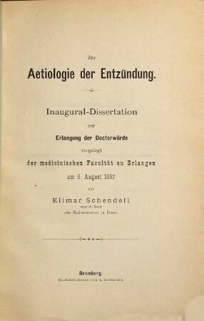 Zur Aetiologie der Entzündung
