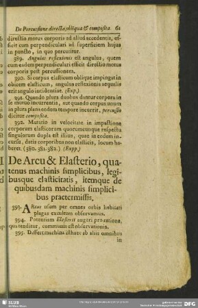 De Arcu & Elasterio, quatenus machinis simplicibus, legibusque elasticitatis, itemque de quibusdam machinis simplicibus praetermissis