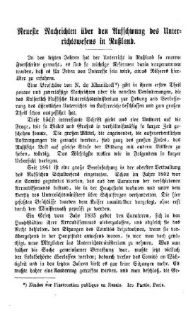 Neueste Nachrichten über den Aufschwung des Unterrichtswesen in Rußland : Schluß folgt