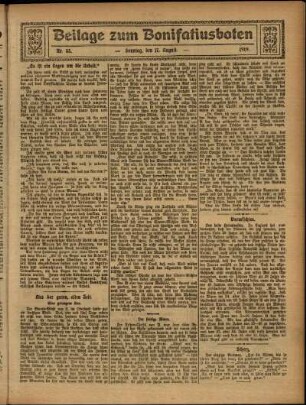 Zweite Ausgabe vom Sonntag, den 17. August 1919.