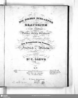 Die sieben Schläfer : Oratorium in drei Abtheilungen; op. 46