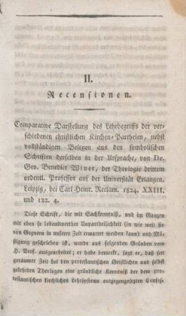 111-138 [Rezension] Winer, Georg Benedict, Comparative Darstellung des Lehrbegriffs der verschiedenen christlichen Kirchenparteien