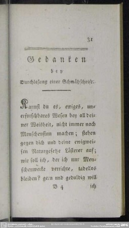 Gedanken bey Durchlesung einer Schmähschrift
