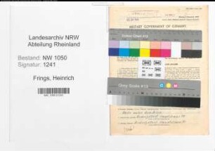 Entnazifizierung Heinrich Frings , geb. 20.03.1913 (Polizist)