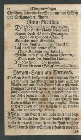 Morgen-Segen am Mittwoch