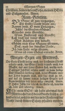 Morgen-Segen am Mittwoch