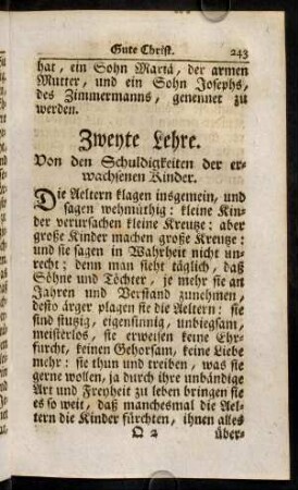 243-258, Zweyte Lehre. Von den Schuldigkeiten der erwachsenen Kinder