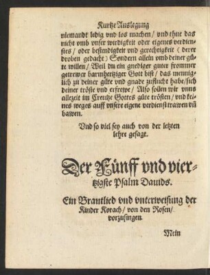 Der Fünff und viertzigste Psalm Davids.
